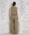Broşlu yelek pantolon takım haki s255821