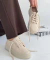 Carin Bej Keten Bağcıklı Spor Ayakkabı