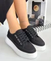 Carin Siyah Keten Bağcıklı Spor Ayakkabı