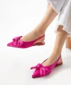 Cenya Fuşya Saten Babet Ayakkabı