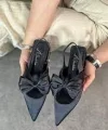 Cenya Siyah Saten Babet Ayakkabı