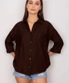 Cepli salaş gömlek koyu kahve t1010