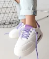 Chris Beyaz Cilt Lila Detaylı Bağcıklı Spor Ayakkabı
