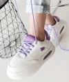 Chris Beyaz Cilt Lila Detaylı Bağcıklı Spor Ayakkabı