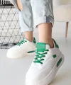 Chris Beyaz Cilt Yeşil Detaylı Bağcıklı Spor Ayakkabı