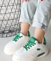 Chris Beyaz Cilt Yeşil Detaylı Bağcıklı Spor Ayakkabı