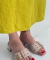 Ciey Bej Cilt Topuklu Terlik