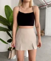 Çift yırtmaklı şort etek