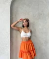 Çingene keten etek turuncu s24808