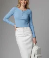 Çıtçıt Detaylı Bluz Mavi T4343