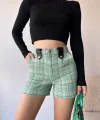 Çıtçıtlı siyah köprü tüvit şort yeşil