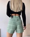 Çıtçıtlı siyah köprü tüvit şort yeşil