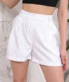 Çizgili düğmeli şort beyaz s2551251