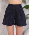 Çizgili düğmeli şort siyah s2551251
