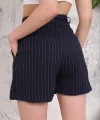 Çizgili düğmeli şort siyah s2551251