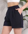 Çizgili düğmeli şort siyah s2551251
