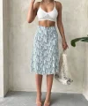 Desenli düğmeli etek s25800