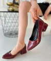 Desniy Bordo Rugan Topuklu Ayakkabı