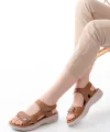 DM-363  Taba Baret Cırtlı Dikişli Günlük Kadın Sandalet