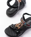 DM-608 Siyah Taşlı Arka Lastikli Günlük Kadın Sandalet