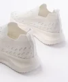 DM-707  Beyaz Fileli Faillant Taban Taş Aksesuarlı Günlük Spor Ayakkabı