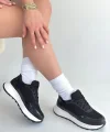 Edva Siyah Cilt Bağcıklı Spor Ayakkabı