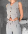Essential yelek pantolon takım gri s255254