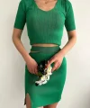 Etekli triko takım yeşil t23107
