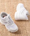 F-209 Beyaz Bağcıklı Fileli Taş Aksesuarlı Günlük Spor Ayakkabı