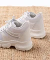 F-209 Beyaz Bağcıklı Fileli Taş Aksesuarlı Günlük Spor Ayakkabı
