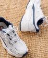 F-329 Beyaz Günlük Bağcıklı Lacivert Desenli Yazlık Spor Ayakkabı