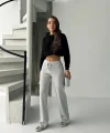 Fit comfort gri salaş pantolon A6011