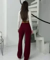 Fitilli şardonlu pantolon bordo a4058