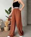 Flamlı kahve pantolon