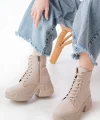 FZ-2550 Bej Yüksek Tabanlı Bağcıklı Fermuarlı Günlük Kadın Bot