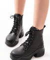 FZ-2550 Siyah Yüksek Tabanlı Bağcıklı Fermuarlı Günlük Kadın Bot