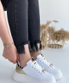 Gasta Beyaz Cilt Sarı Detaylı Bağcıklı Spor Ayakkabı