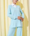 Gömlek Yaka Fitilli Salaş İkili Takım Buz Mavisi T4300