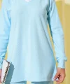Gömlek Yaka Fitilli Salaş İkili Takım Buz Mavisi T4300