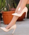 Hillar Bej Cilt Stiletto Ayakkabı