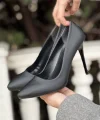 Hillar Siyah Saten Stiletto Ayakkabı