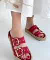 İces Kırmızı Nubuk Terlik