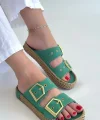 İces Yeşil Nubuk Terlik