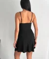 İnce çift askılı mini elbise