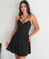 İnce çift askılı mini elbise