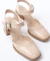 İNF-40450 Bej Rugan Günlük Arkası Açık Topuklu Bayan Ayakkabı