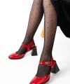 İNF-40450 Kırmızı Rugan Günlük Arkası Açık Topuklu Bayan Ayakkabı