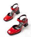 İNF-40450 Kırmızı Rugan Günlük Arkası Açık Topuklu Bayan Ayakkabı