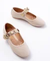İNF-6363 Bej Baret Tokalı Günlük Bayan Ayakkabı