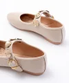 İNF-6363 Bej Baret Tokalı Günlük Bayan Ayakkabı